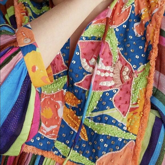 NWT Anthropologie Verb Pallavi Singhee Babydoll Blouse XS B-1285 - Picture 2 of 4